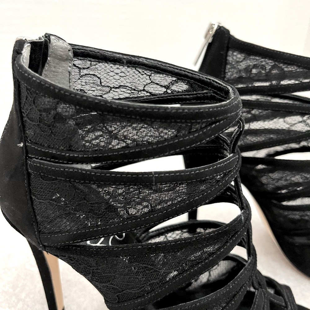 Ivanka Trump Black Lace Cutout Stiletto Sandals - Picture 9 of 12